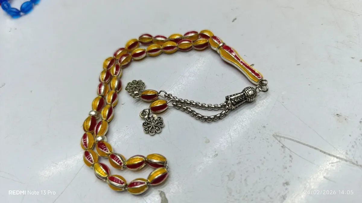 Sarı kırmızı özel yapılmış renk tespih