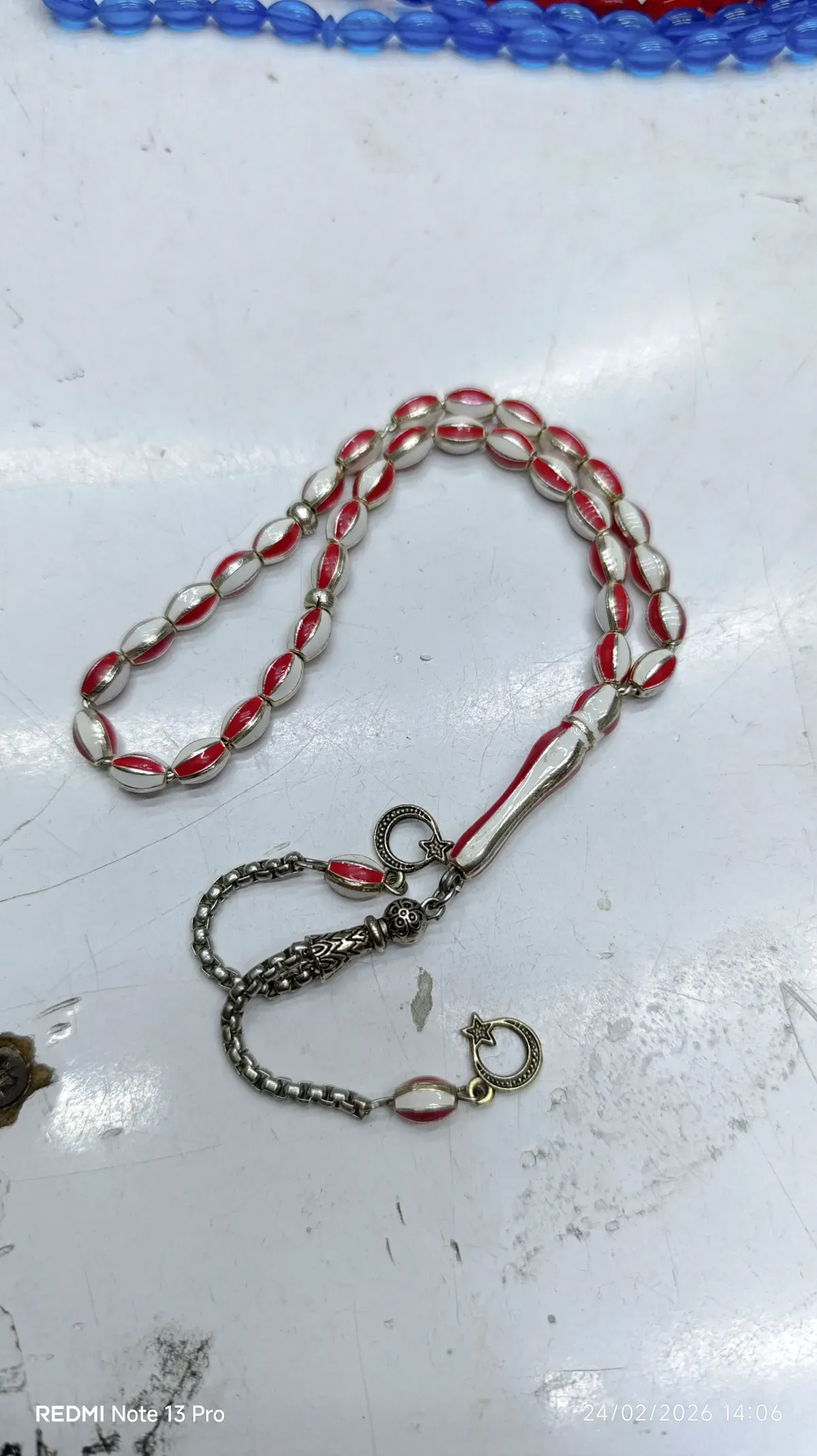 Kırmızı beyaz Türkiye özel yapılmış renk tespih